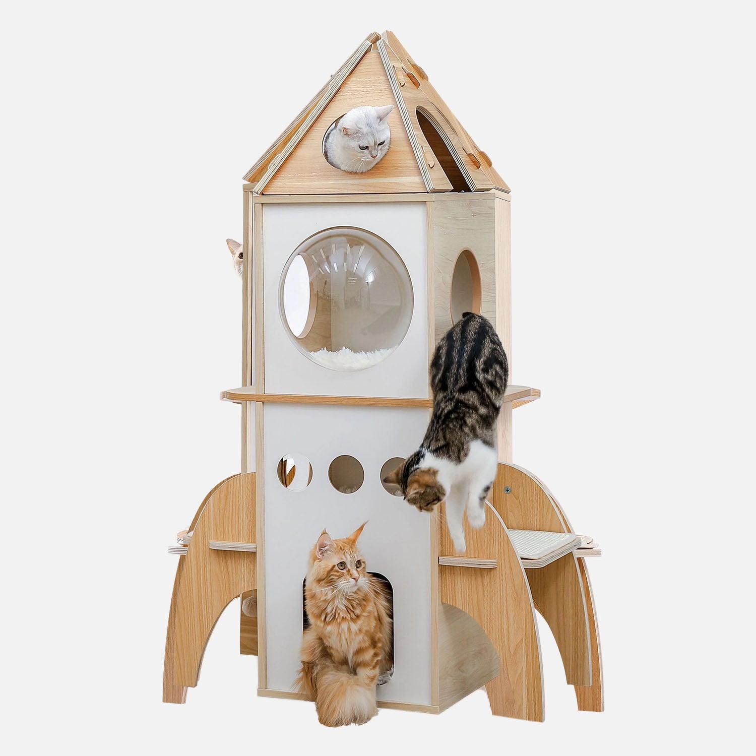 RocketShip Holz-Kratzbaum 1